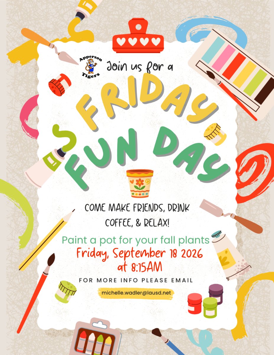 Please come to the Apperson Parent center and create art.